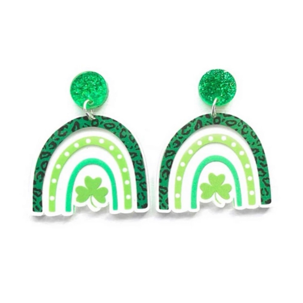 Green rainbow earrings